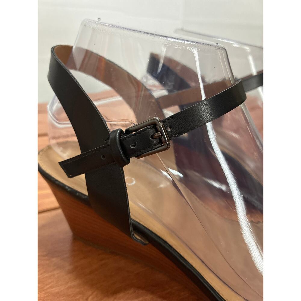 Franco Sarto Dulce Black Wedge Sandal 3” Heel Ankle Strap - Women’s Size 8 - Picture 7 of 9
